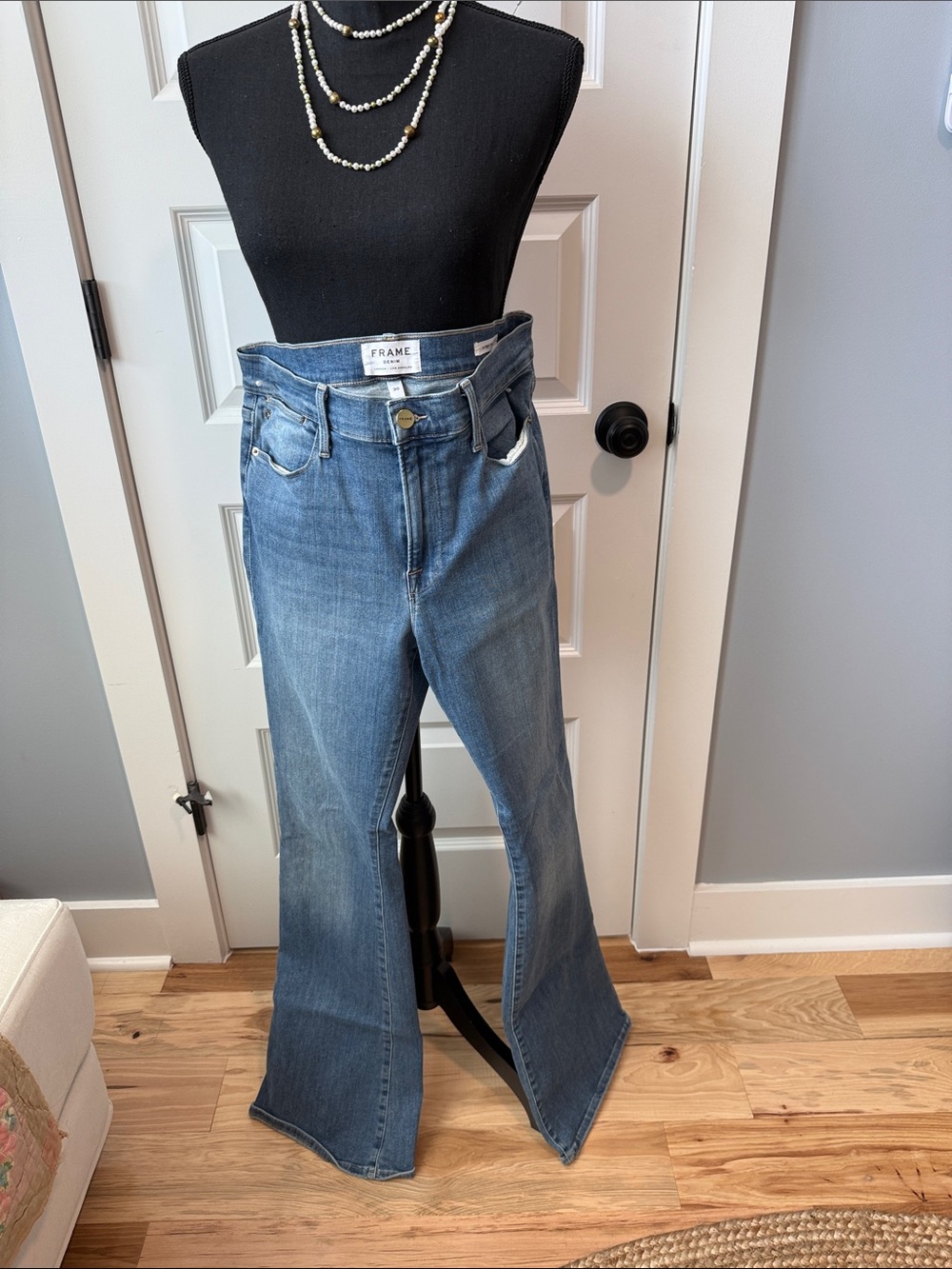 Frame Denim Blue Flare Wide Leg Jeans